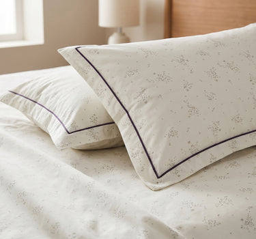 LABHAM Hemline 500TC 100% Cotton Printed King Size Bedsheet Set with 2 Matching Pillow Covers - King Size ( Mauve Meadow )
