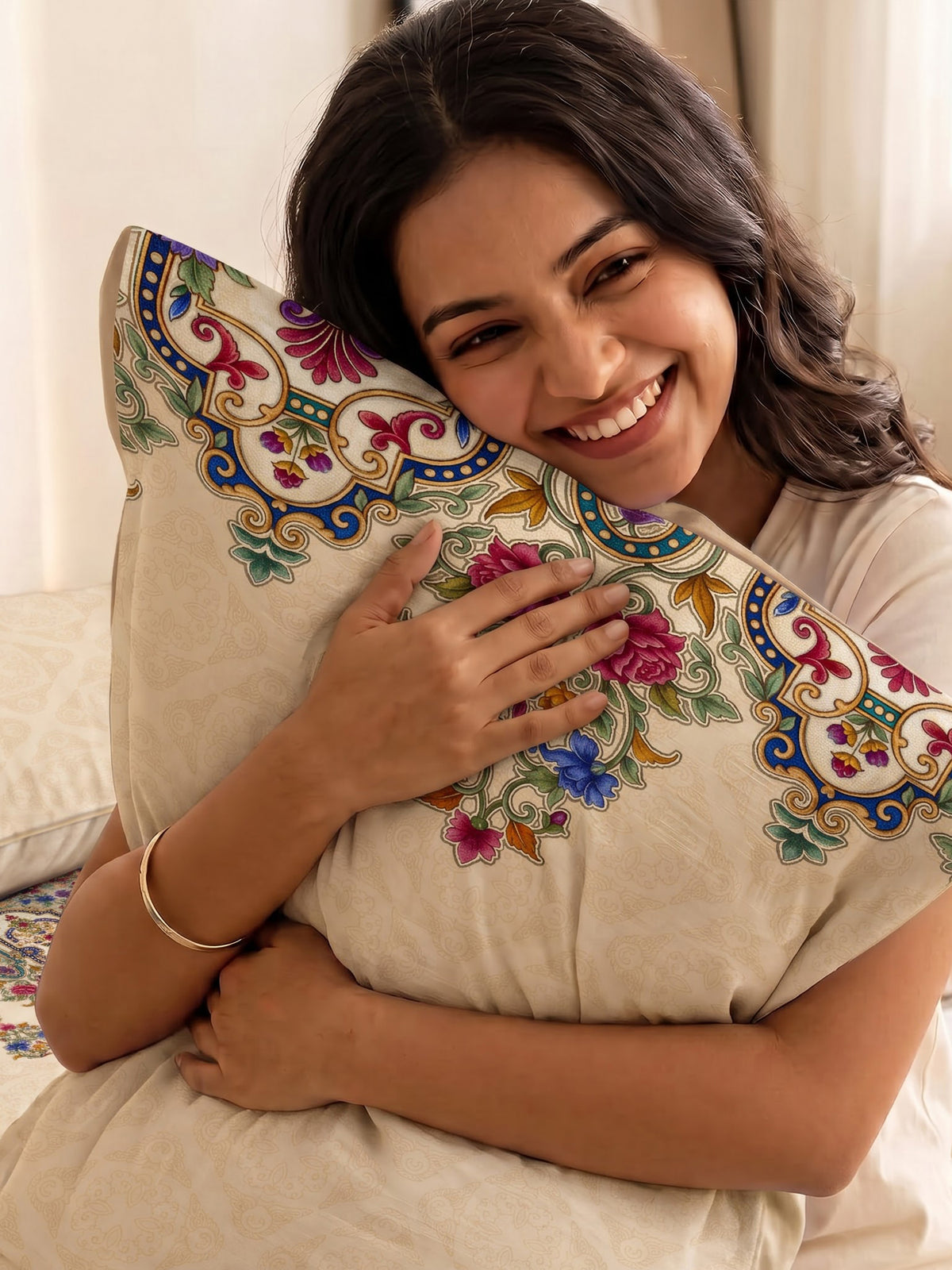 LABHAM Heritage 200TC Natura Soft Bedsheet Set With 2 Matching Pillow Covers - King Size