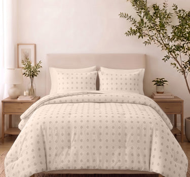 SERENITY 300GSM Multi Needle Motif Embroidered Quilt Bed Cover Set with 2 Pillow Covers – King Size