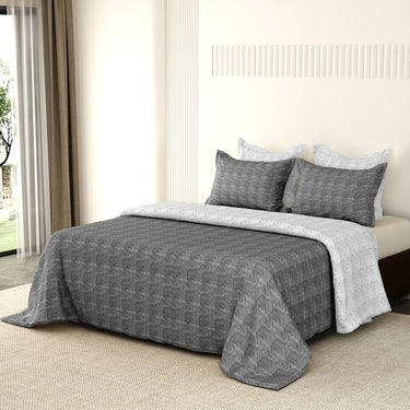 Aura-Multi-needle quilted, Reversible Bedcover (Grey&Silver)