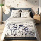 Doodle Family Print Navy Blue