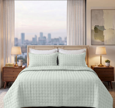SOLACE 300GSM Cross Stitch Embroidered Quilt Bed Cover Set with 2 Pillow Covers – King Size