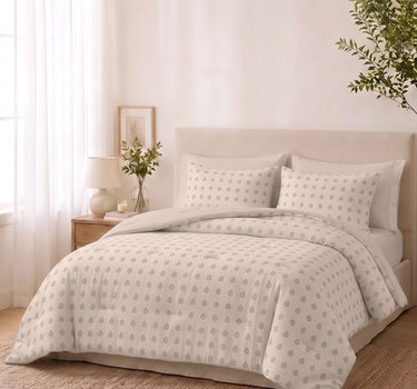 SERENITY 300GSM Multi Needle Motif Embroidered Quilt Bed Cover Set with 2 Pillow Covers – King Size