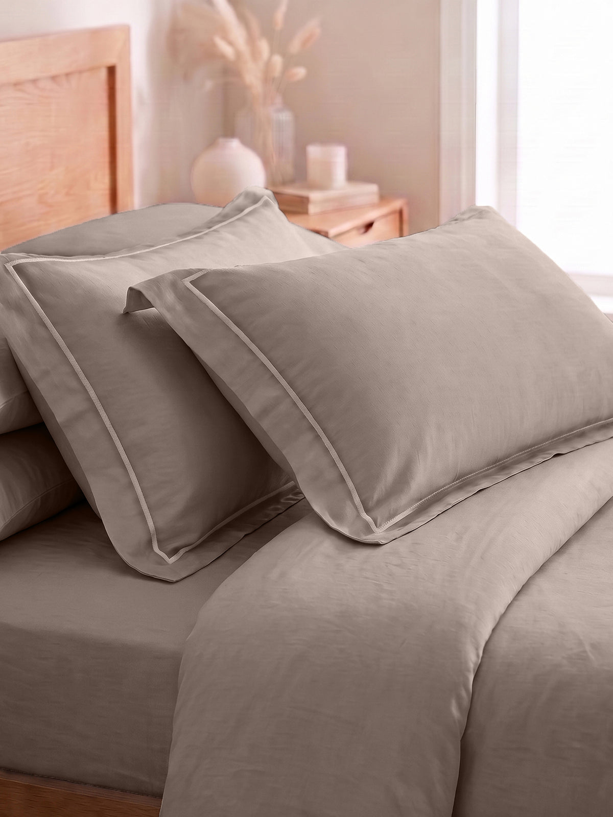 LABHAM 400TC 100% Bamboo King Size Bedsheet Set wit 2 Matching Pillow Covers - Cooling, Ultra Soft & Breathable - Brown