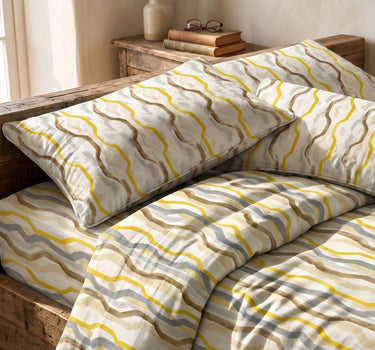 Abstract 200TC Natura Soft Bedsheet Set With 2 Matching Pillow Covers - King Size
