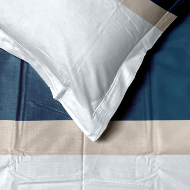Manchester Fusion-300 TC King Size bedsheet Set  (NavyBlue,White,Cream)