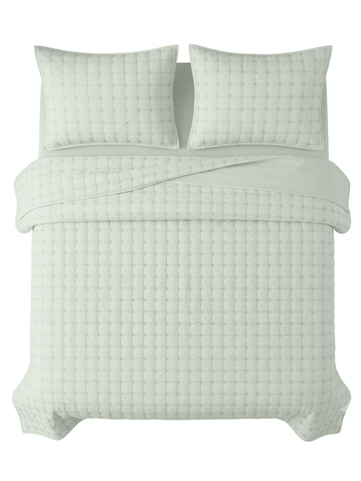 SOLACE 300GSM Cross Stitch Embroidered Quilt Bed Cover Set with 2 Pillow Covers – King Size
