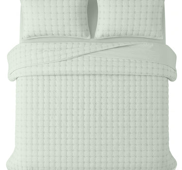 SOLACE 300GSM Cross Stitch Embroidered Quilt Bed Cover Set with 2 Pillow Covers – King Size