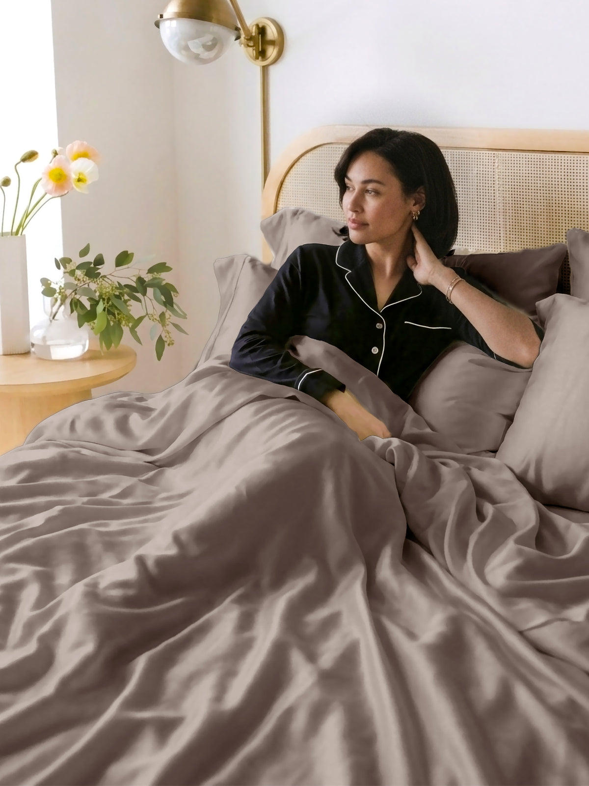 LABHAM 400TC 100% Bamboo King Size Bedsheet Set wit 2 Matching Pillow Covers - Cooling, Ultra Soft & Breathable - Brown