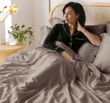 LABHAM 400TC 100% Bamboo King Size Bedsheet Set wit 2 Matching Pillow Covers - Cooling, Ultra Soft & Breathable - Brown