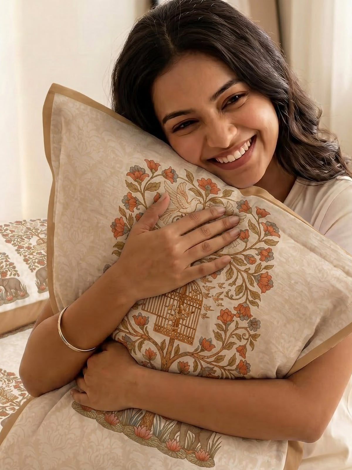LABHAM Heritage 200TC Natura Soft Bedsheet Set With 2 Matching Pillow Covers - King Size
