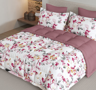 LABHAM - Daylight AC Comforter Bedding Set with Double bedsheet and 2 Pillow Covers - Queen Size (Copper Rose)