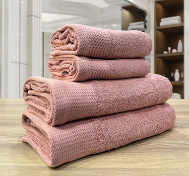 Celebration 4Pc Towel Set - 500GSM 2Pc Bath Towels & 2Pc Hand Towels (Rose)