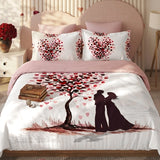 Dusty Rose Heart Tree Romance Print