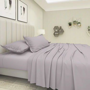 600TC Luxury King Size Pure Cotton Solid Bedsheet Set (Mauve)