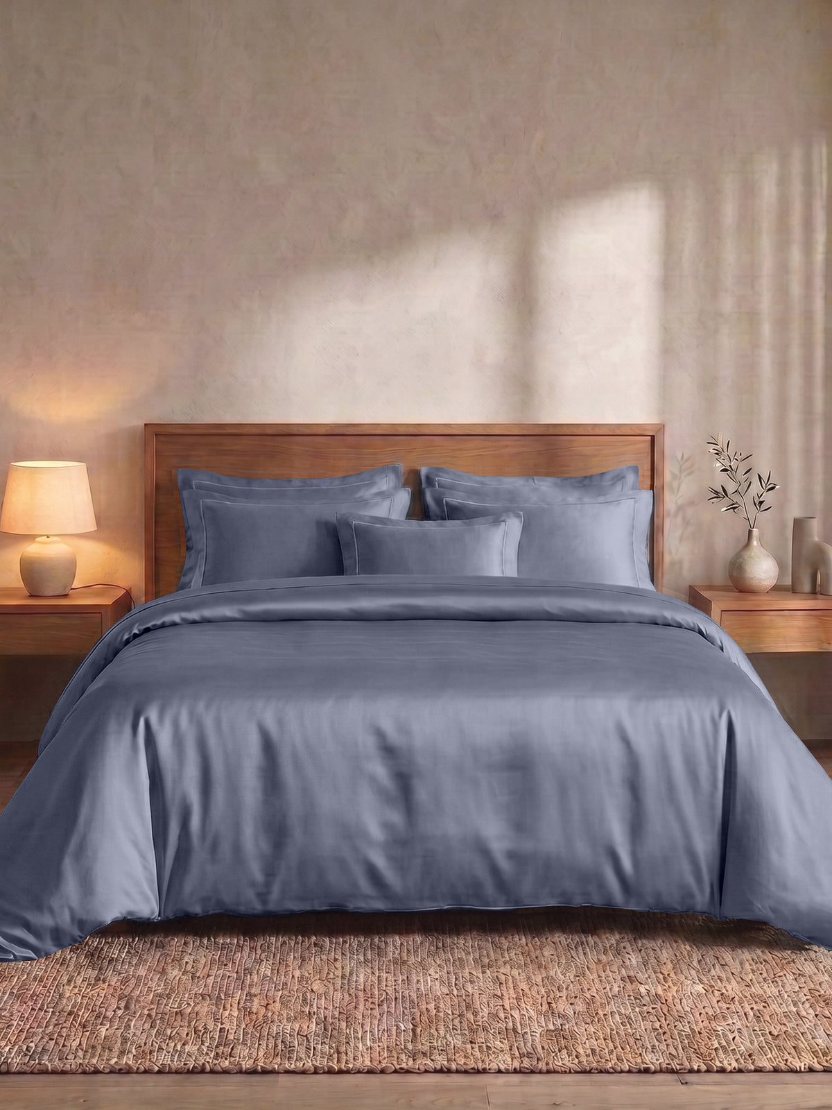LABHAM 400TC 100% Bamboo King Size Bedsheet Set wit 2 Matching Pillow Covers - Cooling, Ultra Soft & Breathable - Denim