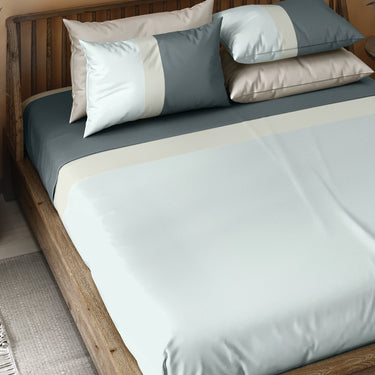 Manchester Fusion-300 TC King Size bedsheet Set  (Grey, White, Cream)