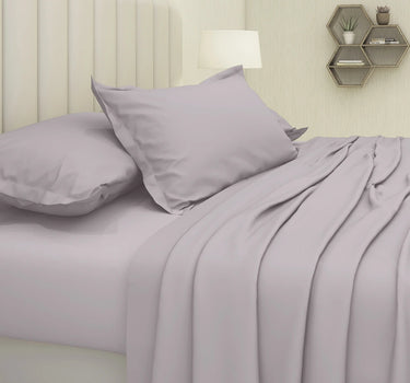 600TC Luxury King Size Pure Cotton Solid Bedsheet Set (Mauve)