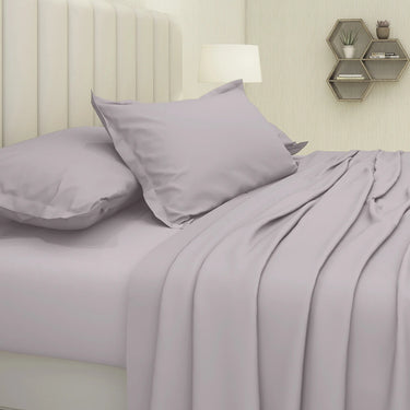 600TC Luxury King Size Pure Cotton Solid Bedsheet Set (Mauve)