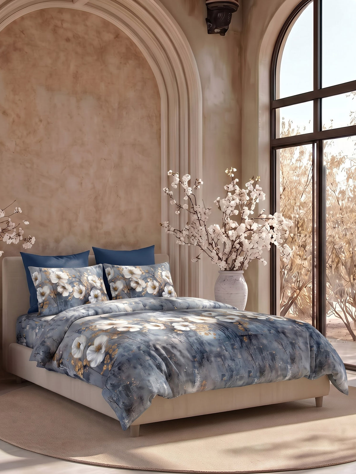 LABHAM Flora Fauna 200TC Natura Soft Bedsheet Set With 2 Matching Pillow Covers - King Size
