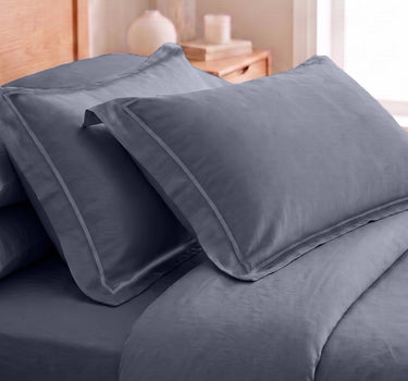 LABHAM 400TC 100% Bamboo King Size Bedsheet Set wit 2 Matching Pillow Covers - Cooling, Ultra Soft & Breathable - Denim