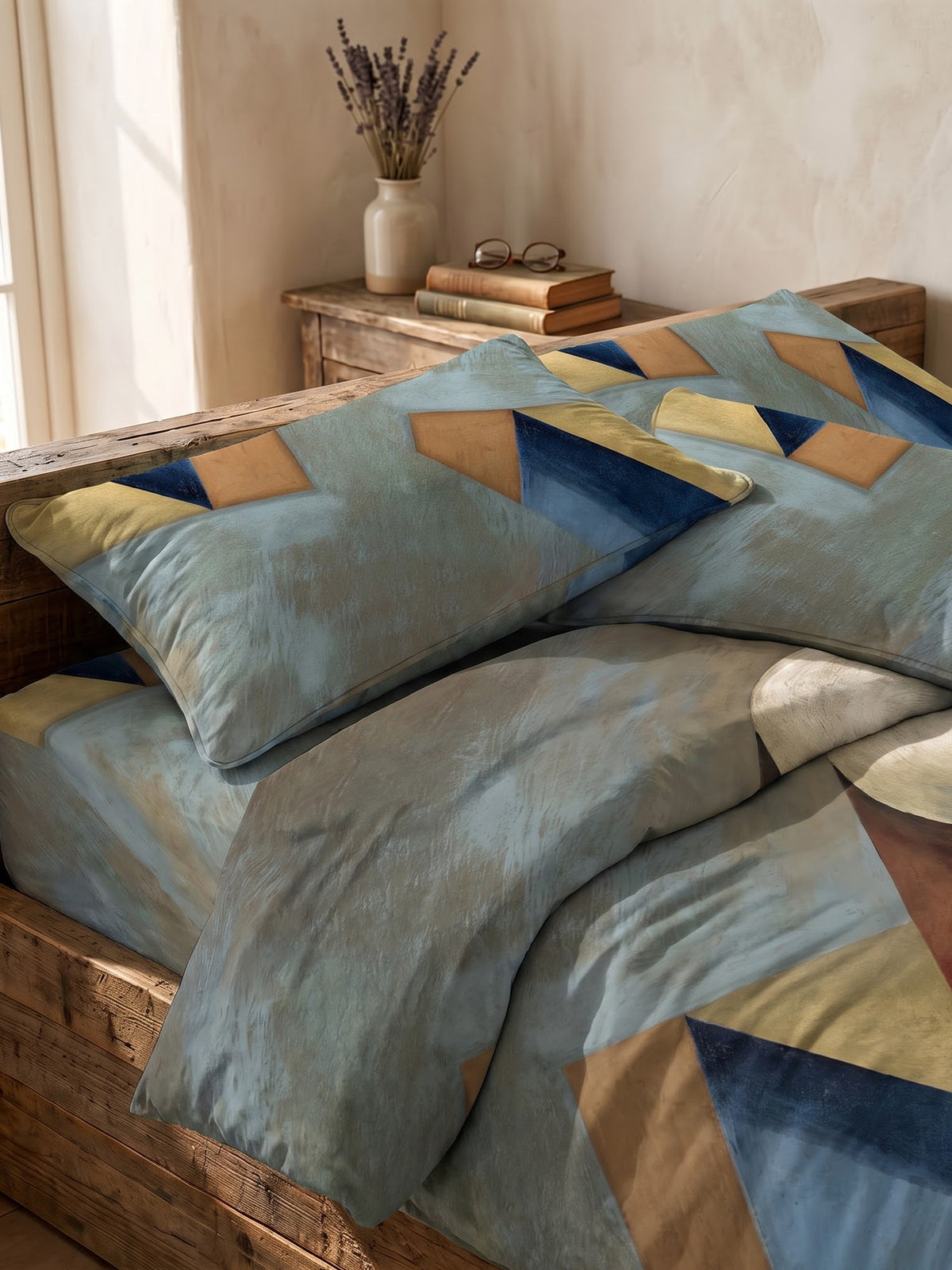 LABHAM Abstract 200TC Natura Soft Bedsheet Set With 2 Matching Pillow Covers - King Size