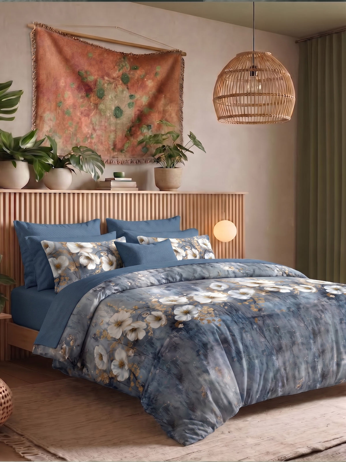 LABHAM Flora Fauna 200TC Natura Soft Bedsheet Set With 2 Matching Pillow Covers - King Size