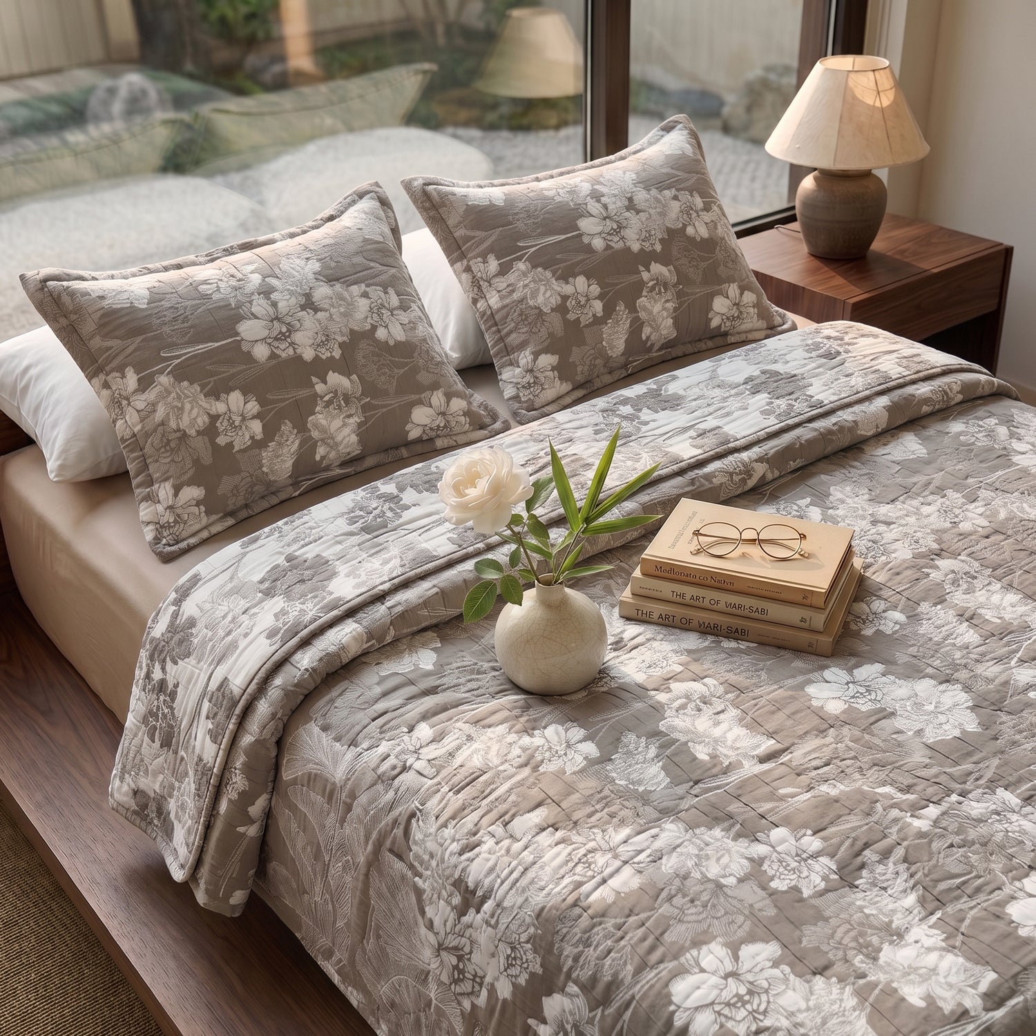 Egyptian Cotton King Bedcover With 2 Pillow Covers And Multipurpose Bag