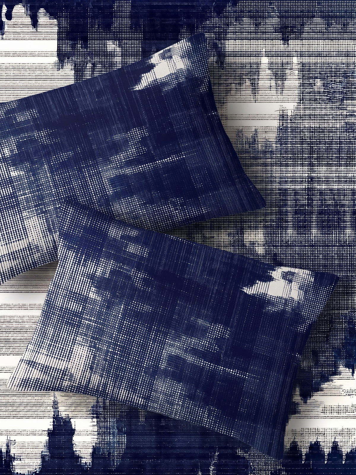 LABHAM Indigo 200TC Natura Soft Bedsheet Set With 2 Matching Pillow Covers - King Size