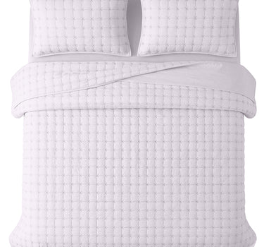 SOLACE 300GSM Cross Stitch Embroidered Quilt Bed Cover Set with 2 Pillow Covers – King Size