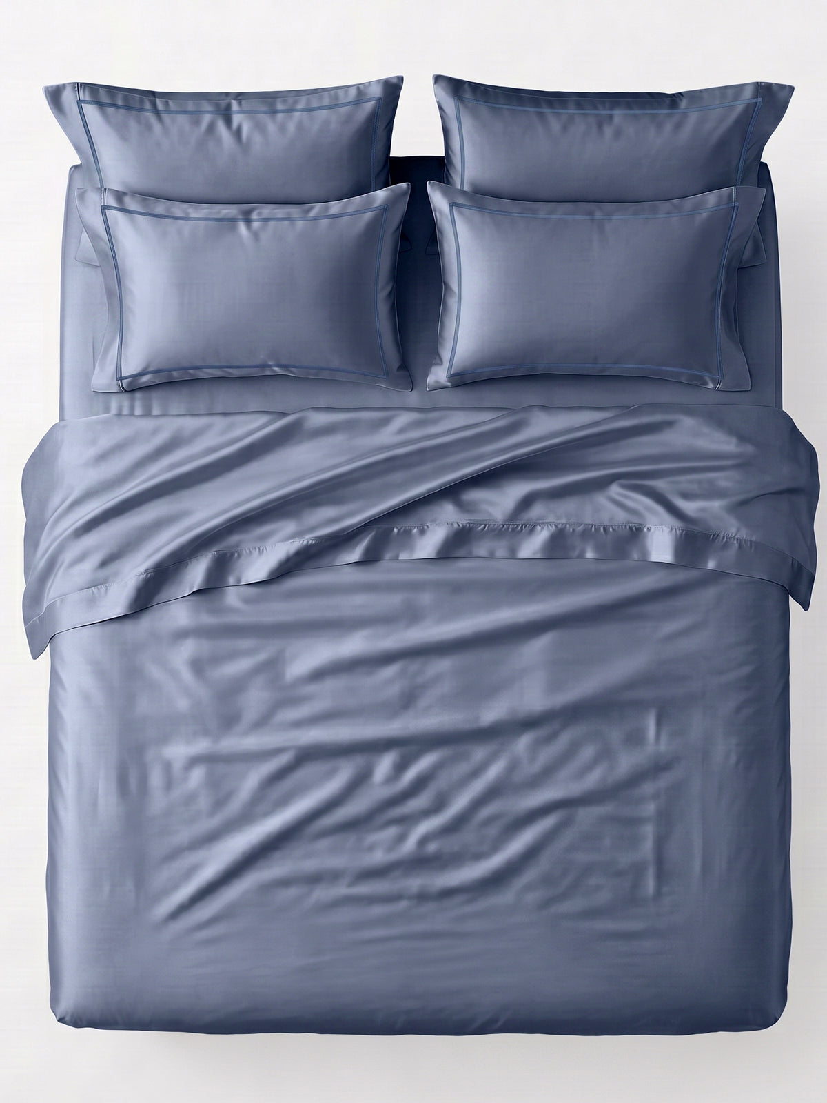 LABHAM 400TC 100% Bamboo King Size Bedsheet Set wit 2 Matching Pillow Covers - Cooling, Ultra Soft & Breathable - Denim