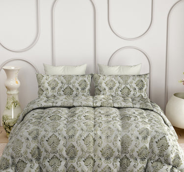 LABHAM Everyday 180TC 4Pc King Size Bedding Set - 100% Cotton, Super Soft with All Season Comfort (Paisley Floral - Green)