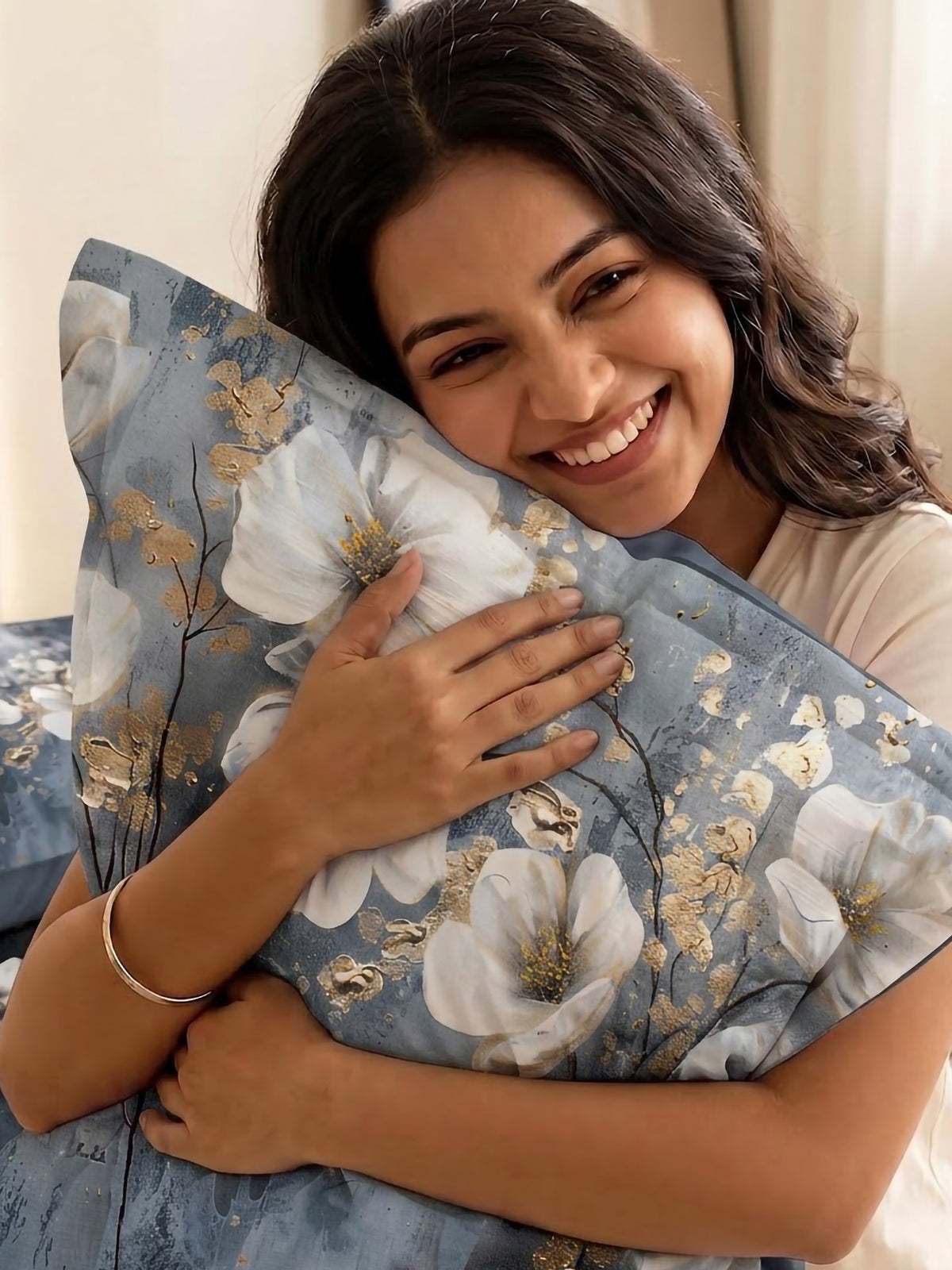 LABHAM Flora Fauna 200TC Natura Soft Bedsheet Set With 2 Matching Pillow Covers - King Size