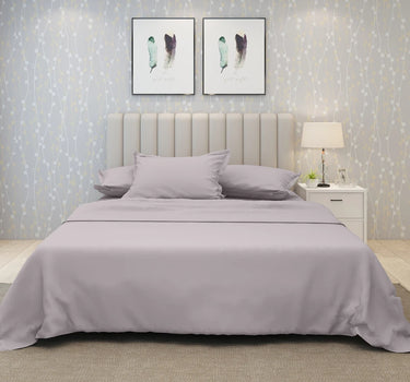 600TC Luxury King Size Pure Cotton Solid Bedsheet Set (Mauve)