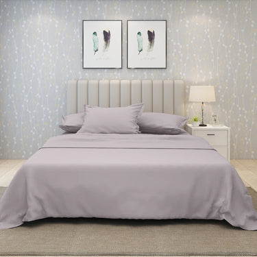 600TC Luxury King Size Pure Cotton Solid Bedsheet Set (Mauve)