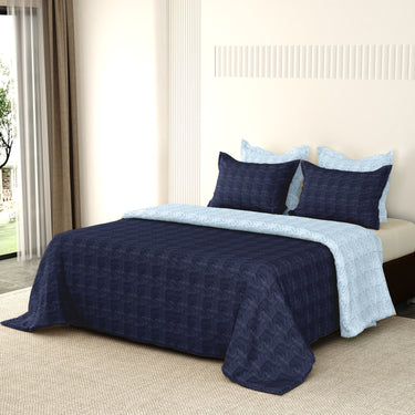 Aura Multi Needle Quilted, Reversible Bedcover (NavyBlue & SkyBlue)