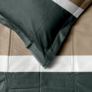 Manchester Fusion-300 TC King Size bedsheet Set  (Brown,Grey,White)