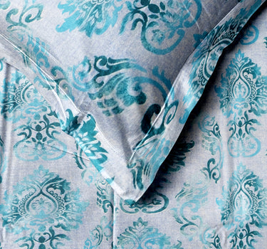 LABHAM Everyday 180TC 4Pc King Size Bedding Set - 100% Cotton, Super Soft with All Season Comfort (Paisley Floral - Aqua)