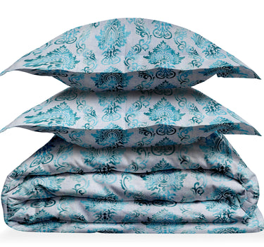 LABHAM Everyday 180TC 4Pc King Size Bedding Set - 100% Cotton, Super Soft with All Season Comfort (Paisley Floral - Aqua)