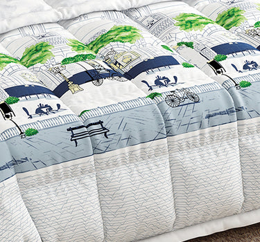 LABHAM Rangriti 180TC 4Pc King Size Bedding Set - 100% Mercerized Cotton, Super Soft with All Season Comfort (Paris Blue)