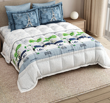 LABHAM Rangriti 180TC 4Pc King Size Bedding Set - 100% Mercerized Cotton, Super Soft with All Season Comfort (Paris Blue)