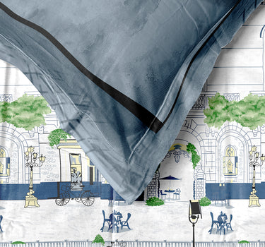 LABHAM Rangriti 180TC 4Pc King Size Bedding Set - 100% Mercerized Cotton, Super Soft with All Season Comfort (Paris Blue)