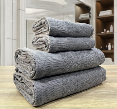Celebration 4Pc Towel Set - 500GSM 2Pc Bath Towels & 2Pc Hand Towels (Grey)