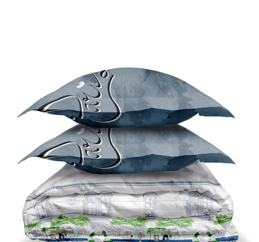 LABHAM Rangriti 180TC 4Pc King Size Bedding Set - 100% Mercerized Cotton, Super Soft with All Season Comfort (Paris Blue)