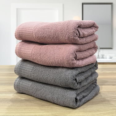 Revive- Pack Of 4 Multipurpose Super Soft Hand Towels (Rose&Grey)
