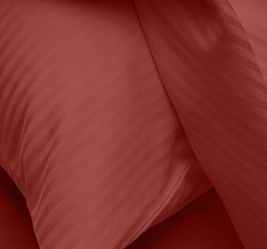Simple Living - 210TC Satin Stripe Bedsheet Set(Red)