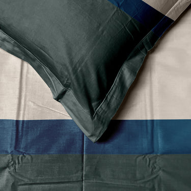 Manchester Fusion-300 TC King Size bedsheet Set  (Brown, Grey, NavyBlue)