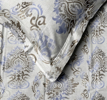 LABHAM Everyday 180TC 4Pc King Size Bedding Set - 100% Cotton, Super Soft with All Season Comfort (Paisley Floral - Silver)