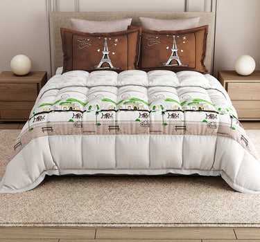 LABHAM Rangriti 180TC 4Pc King Size Bedding Set - 100% Mercerized Cotton, Super Soft with All Season Comfort (Paris Mocha)