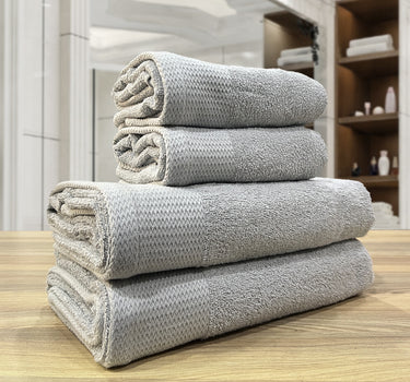 Celebration 4Pc Towel Set - 500GSM 2Pc Bath Towels & 2Pc Hand Towels (Silver)